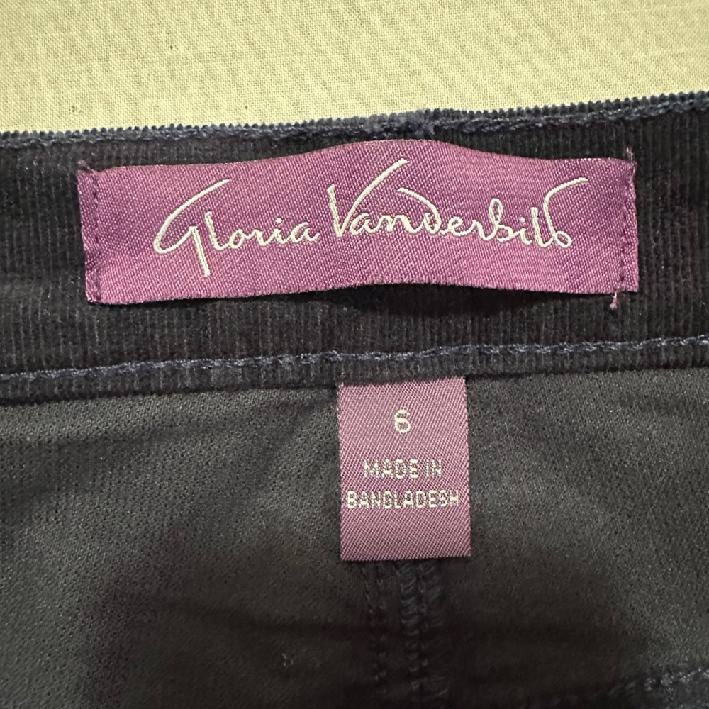 Gloria Vanderbilt Women's 6 Amanda Corduroy Pants Midnight Affair Stretch NEW - Picture 8 of 11